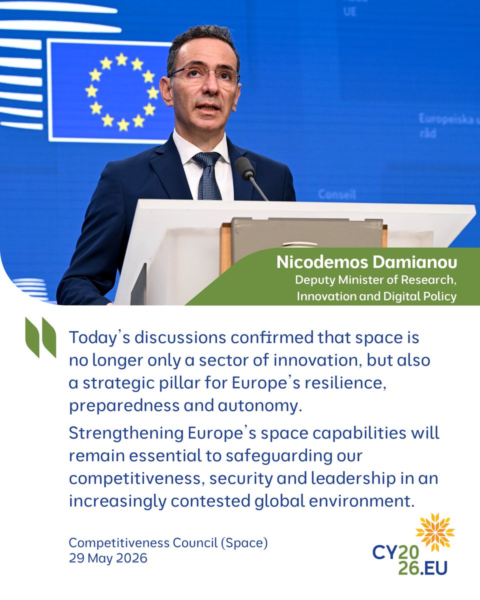 CY2026EU's tweet photo. @NicDamianou Today’s #COMPET (Research and Space) has concluded.

Read the main results here 👉 https://t.co/M27TnlUAMM https://t.co/uVT3feCEn4