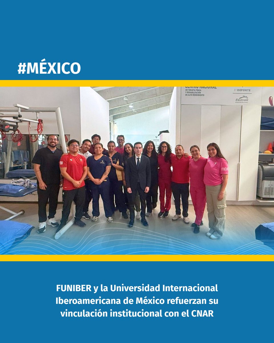 FUNIBER's tweet photo. 🇲🇽 #México |  FUNIBER y la Universidad Internacional Iberoamericana de México (@UNINI_MX) refuerzan su vinculación institucional con el Centro Nacional de Desarrollo de Talentos Deportivos y Alto Rendimiento (CNAR), perteneciente a la CONADE. 

Esta colaboración estratégica impulsa la formación especializada, la investigación aplicada y el desarrollo profesional en el ámbito del deporte, la salud y la educación superior. ¡Un paso más hacia la excelencia académica y deportiva! 🏅📚

Conoce más: 👉 https://t.co/sM2jI2wFXG