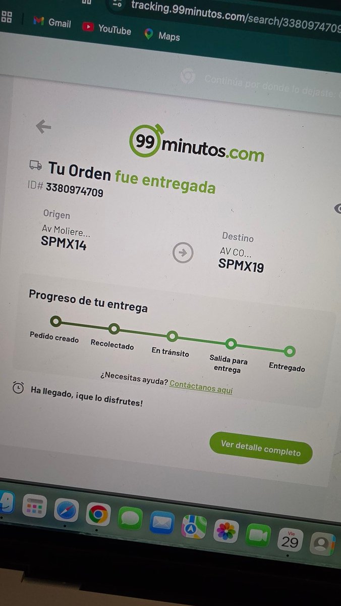 cesdomcar's tweet photo. Muy mala experiencia comprando en línea con Palacio de Hierro. Ya van varias ocasiones en las que sus entregas, realizadas por 99 Minutos, aparecen como “entregadas” en una dirección totalmente distinta a la indicada.
@PalacioDeHierro @99minutos @Profeco https://t.co/SOb3VdxWY5