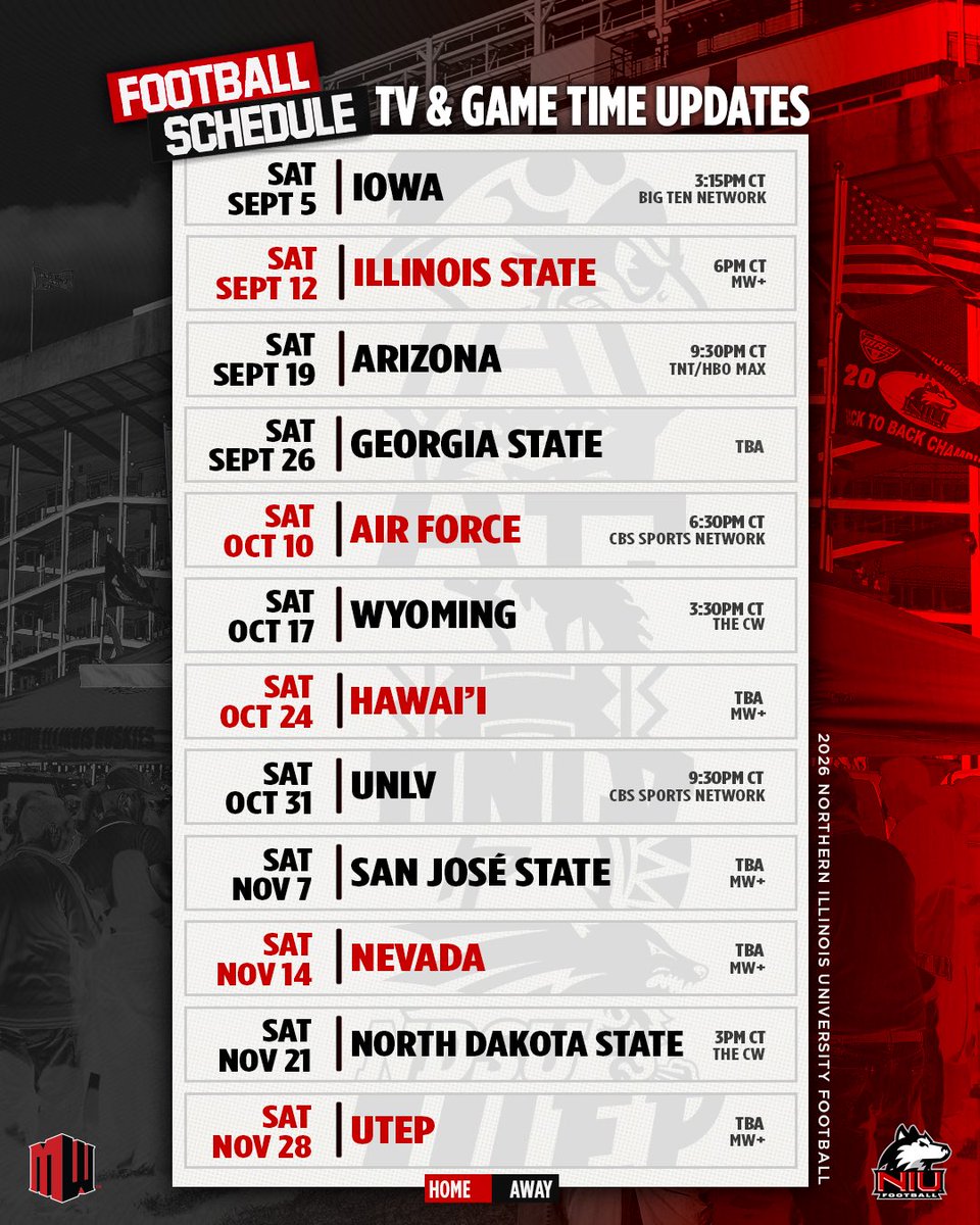 NIU_Football's tweet photo. What time is it?? GAMETIME (updates)!!

Mark those calendars Huskies, and get ready for a fall to remember‼️🏈🏟️ 

#USvsthem | #TheHardWay 🤘🦴 https://t.co/8MyabPg7qd