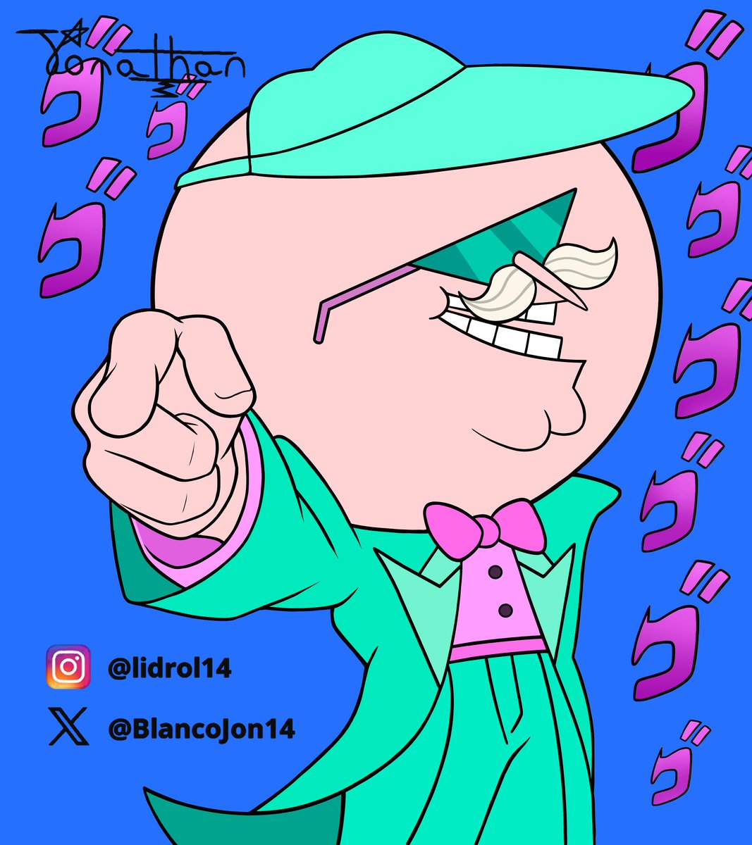 BlancoJon14's tweet photo. Comparison between final version, base colors and sketch of Boba Casanova (Pops) x Jotaro Kujo (Jojos Bizarre Adventure), nice day ✌️.
#regularshowthelosttapes #jojos #jotaro #pops #cartoonnetwork https://t.co/5TC8uy0MjL