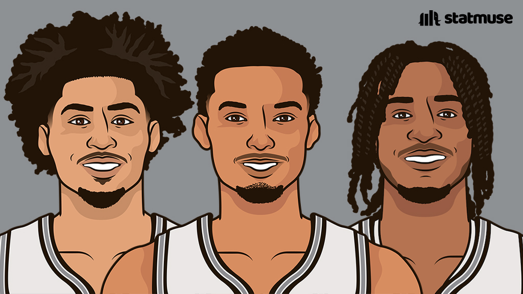 statmuse's tweet photo. 2025-26 Spurs:

Harper — Youngest 20+ STL playoffs
Wemby — Youngest 55+ BLK playoffs
Castle — Youngest 300p/100a playoffs

One game away from the NBA Finals. https://t.co/oJDw1wUFge