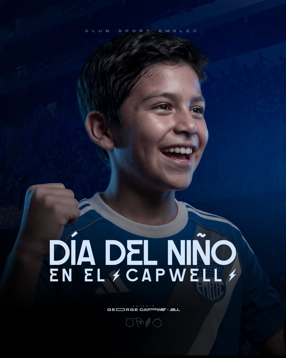 CSEmelec's tweet photo. Este domingo celebramos el Día del Niño en el Capwell.⚡

👦Menores de 12 años ingresan gratis presentando cédula de identidad.

🎟️ Promoción válida junto a un adulto con boleto.
🎁 Regalos de nuestros auspiciantes.

#VolviendoASerEmelec 🔵 https://t.co/jMDSn6ea05