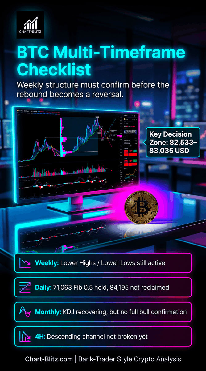 chartblitz's tweet photo. EST 2026-05-29

BTC at 73K is not the answer. It is the middle of the question.

Retail sees 69,111 USD as a dip. A former bank trader waits for 83,035 USD to confirm the S/R Flip.

Full breakdown: https://t.co/rgzjnBKIFz
#BTC #Bitcoin #ChartBlitz #Crypto https://t.co/ZmsEFakglZ
