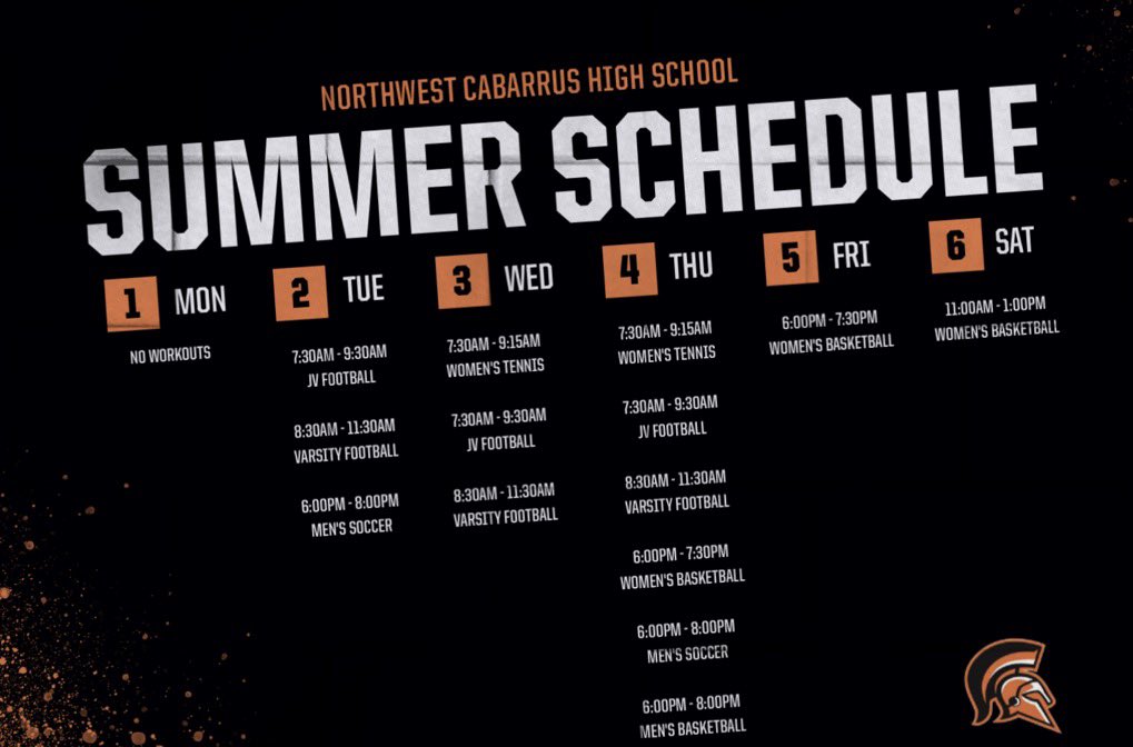 NCHSTROJANS's tweet photo. 🚨SUMMER WORKOUT UPDATE🚨

Summer workouts begin on June 2, 2026. All student-athletes must have their DragonFly accounts up-to-date in order to participate.

Cheerleading, Volleyball, and Flag Football workouts will begin the week of June 8th. https://t.co/9MDZtvTPyB