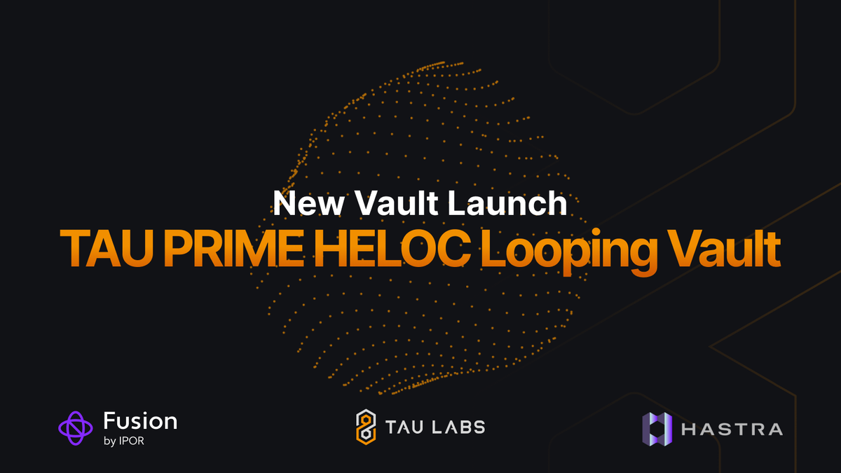 628Labs's tweet photo. New Vault is live: TAU PRIME HELOC Loop

The vault maximizes yield by leveraged looping @HastraFi's PRIME, generating yield from lending operations backed by Figure-originated HELOC collateral.

Current APY: 19.5%

Live on @ipor_io Fusion https://t.co/KfcE9VX9Nh