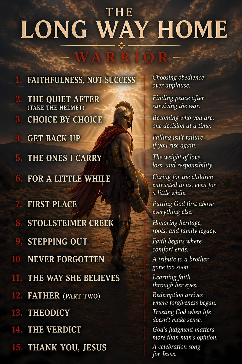 WarriorPresent's tweet photo. A journey through faith, failure, perseverance, loss, redemption, and the grace of God that carries us through it all. 

Featuring 7 unreleased songs along with the 8 already released tracks!  Listen to the full Album for Free:
https://t.co/BLKBKz0nfp https://t.co/5M4k46Dwce
