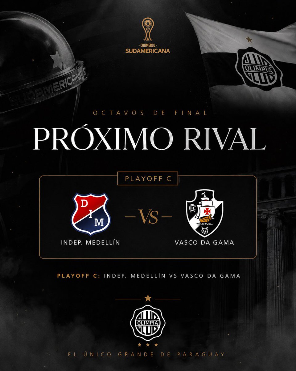 LaFranjaPy's tweet photo. Nuestro rival en los octavos de final será el ganador de la serie entre DIM y Vasco da Gama.  

⚔️ La ida se jugará de visitante y la vuelta la definiremos de local. https://t.co/yr8ANCRMKN
