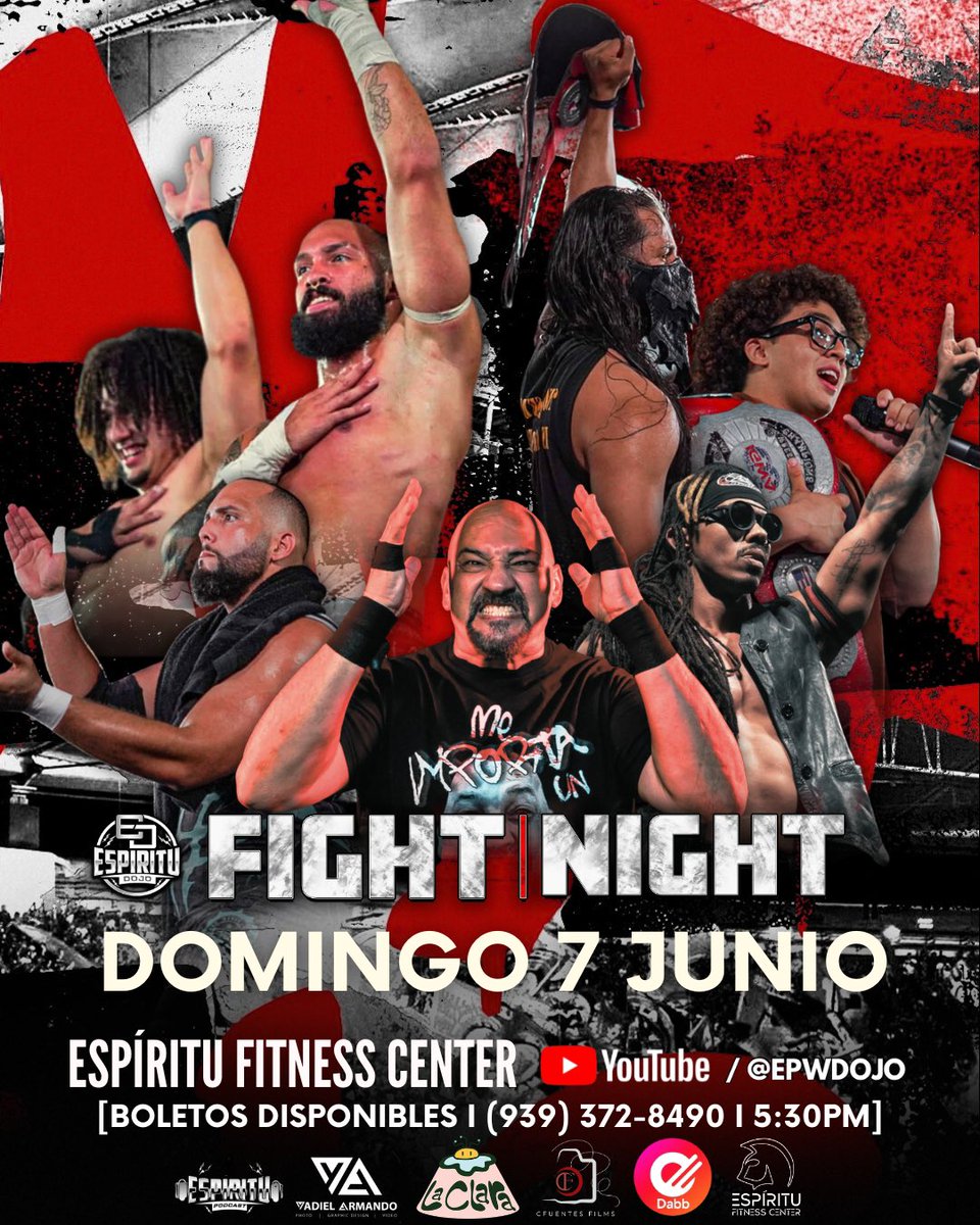 EPWDojo's tweet photo. 🚨 ¡ÚLTIMA HORA! 🚨 

Espíritu Pro-Wrestling Dojo presenta: 𝙁𝙄𝙂𝙃𝙏 𝙉𝙄𝙂𝙃𝙏 3 ❗️

🗓️ Fecha: Domingo 7 DE JUNIO DE 2026
📍Lugar: ESPIRITU FITNESS CENTER
⌚️Evento comienza HORARIO ESPECIAL: 5:30 PM
🎟️ Boletos: INBOX | (939) 372-8490

Menores de 12 años entran GRATIS https://t.co/NADe5M9xbA