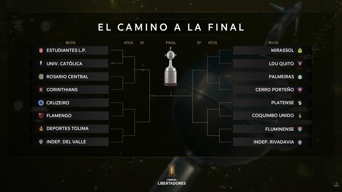 gustavoterini's tweet photo. O CHAVEAMENTO DO MATA-MATA DA LIBERTADORES!

Se o Palmeiras avançar de fase, enfrentará LDU ou Mirassol. 

Flamengo, Cruzeiro e Corinthians ficaram do outro lado da chave. https://t.co/UPOGSuwTQU
