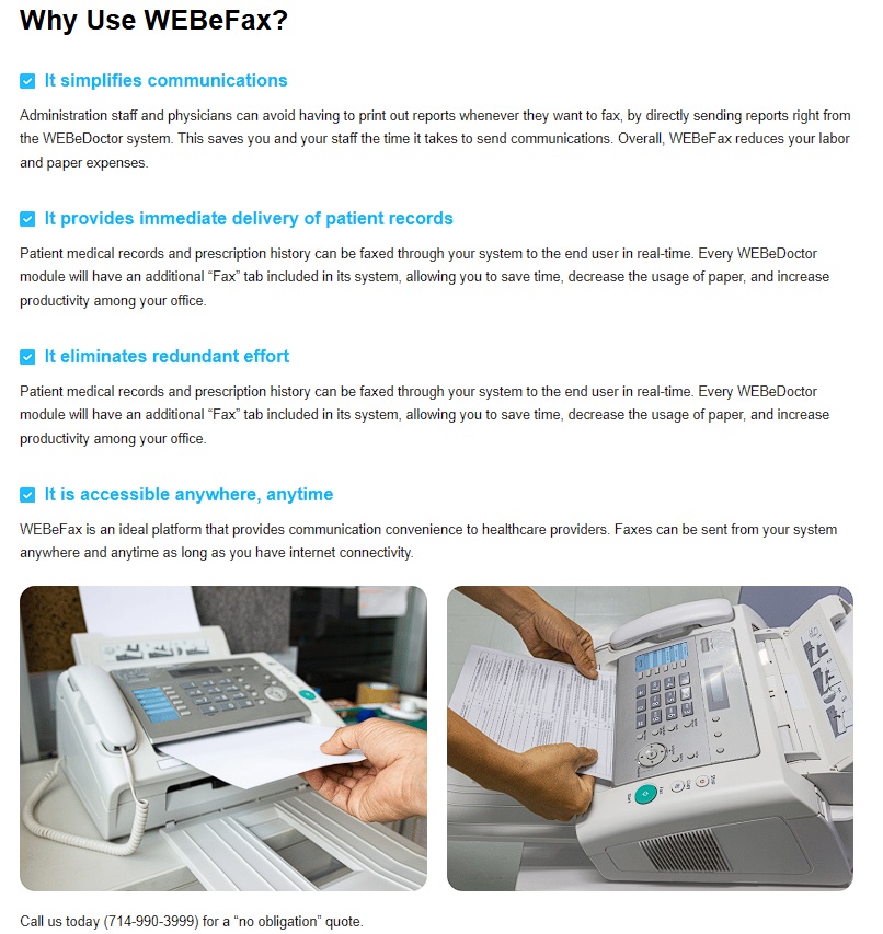 webedoctor's tweet photo. Improve your office work flow and productivity with WEBeDoctor® WEBeFax® Electronic Faxing 
Call us at 714-990-3999 to set up a 15-day free trial to try all of our services. https://t.co/bnDnhnsjPT