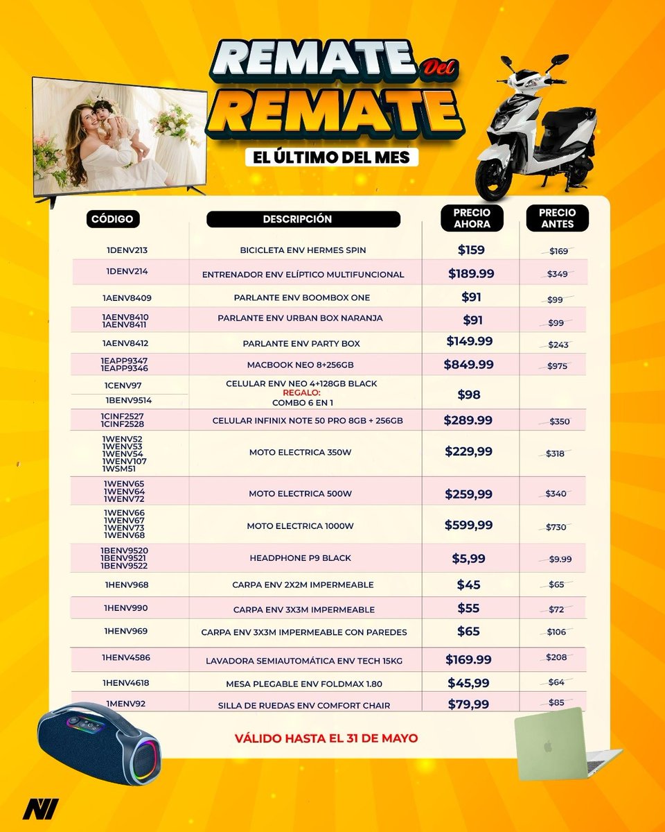 novicompu's tweet photo. 🔥🛒 Llegó el último gran remate del mes!
Productos a los más bajos precios 💥📦 aprovecha ofertas que no volverán 🚀
#ofertas #promociones #ahoraonunca #novicompu #remate https://t.co/dlN5U63QOx