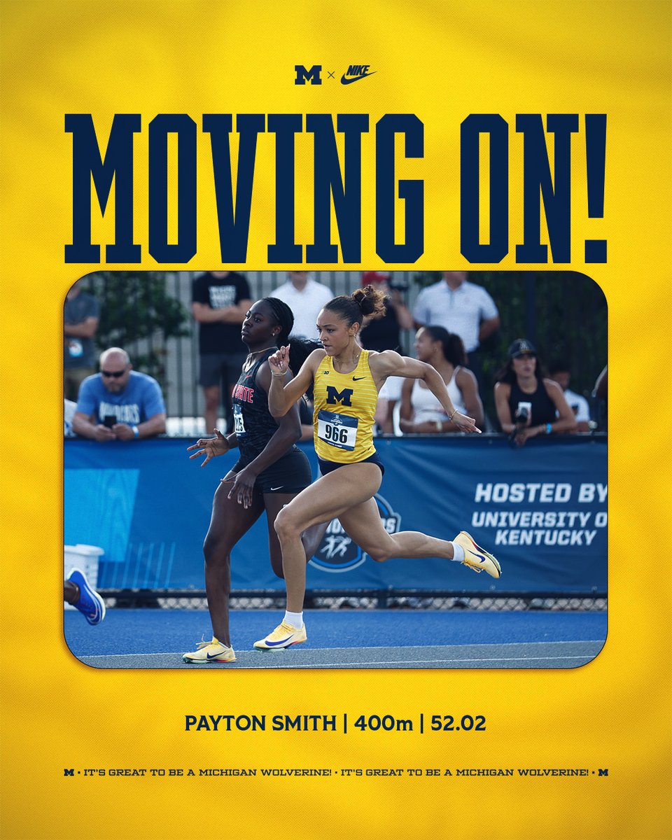 UMichTrack's tweet photo. Moving on 🔛

Payton Smith advances to Saturday’s 400m quarterfinals! https://t.co/S9D1x9hrL5