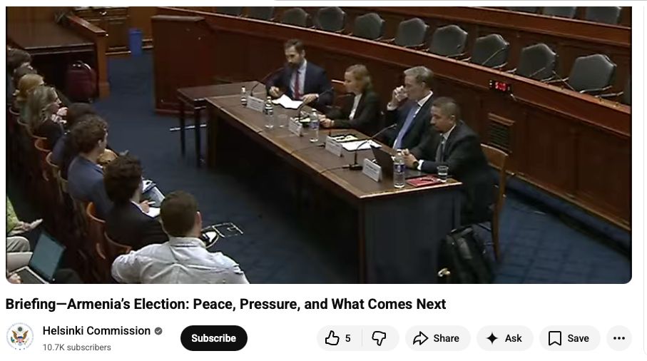 afpc's tweet photo. Watch AFPC's @CACI_SilkRoad Program Director Laura Linderman's recent testimony before the @HelsinkiComm on Armenia’s upcoming parliamentary election with regard to the country’s choices on peace, security, regional integration, and democracy amid ongoing normalization efforts with neighbors, unresolved Nagorno-Karabakh tensions, and potential Russian influence. [starts at 5:09]  https://t.co/0AzqCoGhj1