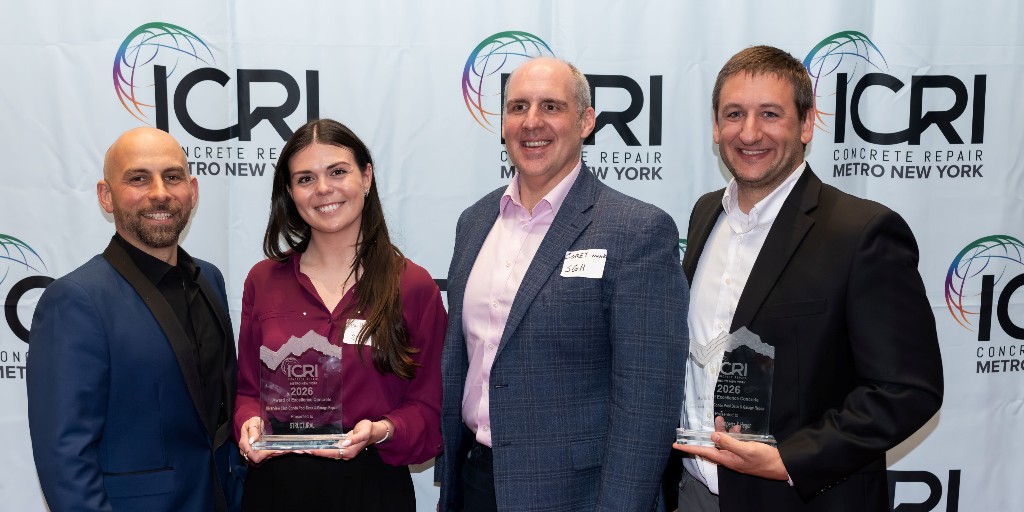 SGH_Engineering's tweet photo. ICRI Metro New York honored the Riverview Club Condominium with an Award of Excellence in the concrete category as part of its annual 2026 Project Awards program. SGH provided structural engineering services for the parking garage. Congrats to the entire project team. https://t.co/4JjAhQPK3p