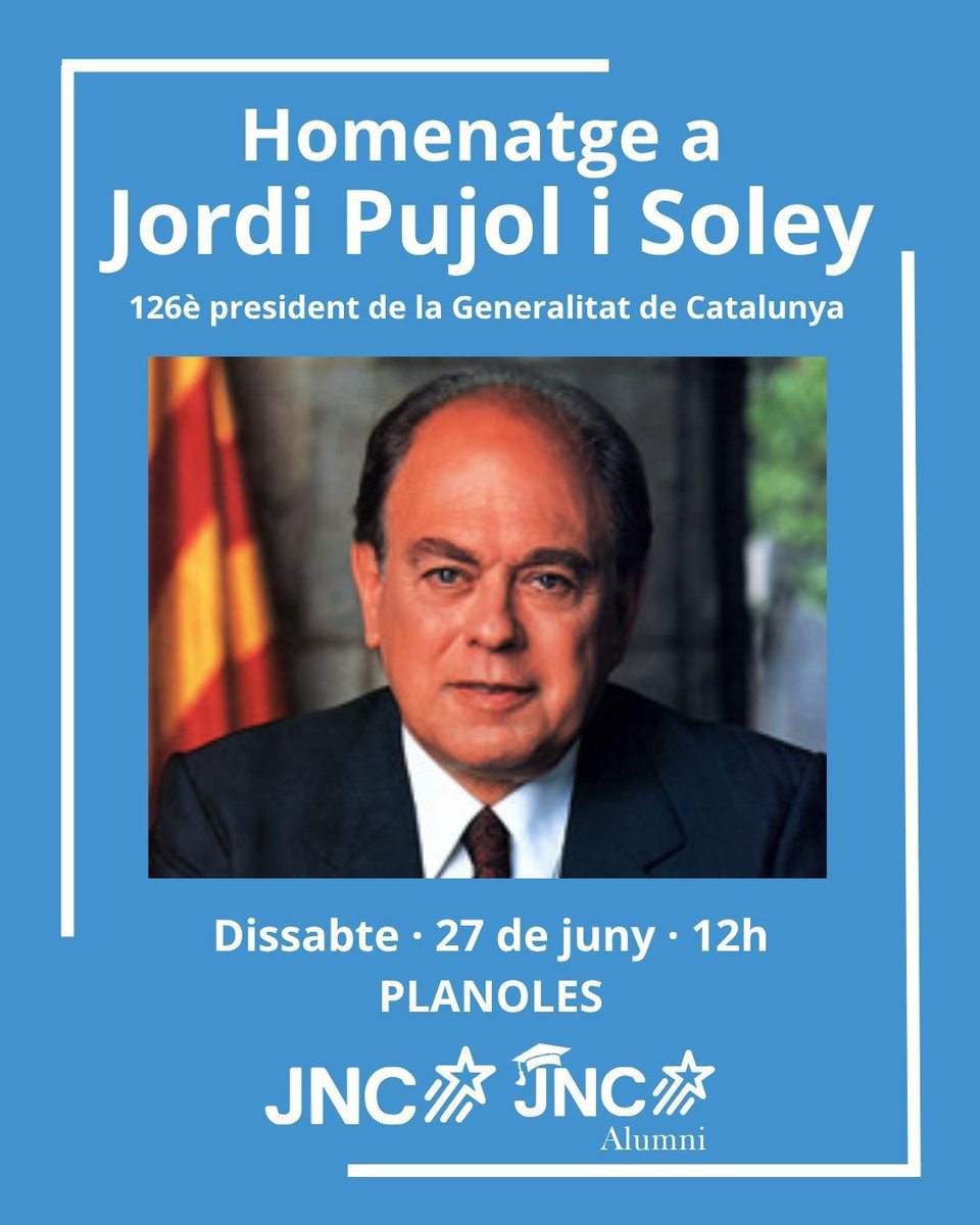 JNCBarcelones's tweet photo. Per respecte als qui van aixecar aquest país i per l'orgull de saber d'on venim. 

Volem veure't al primer homenatge al President Jordi Pujol. 

Una trobada de cor, país i futur. 💙
📍 Planoles | 27/06 🎟️ Apunta't👇:
https://t.co/5Hs6dlWjHf https://t.co/QG3BaJ9aKe