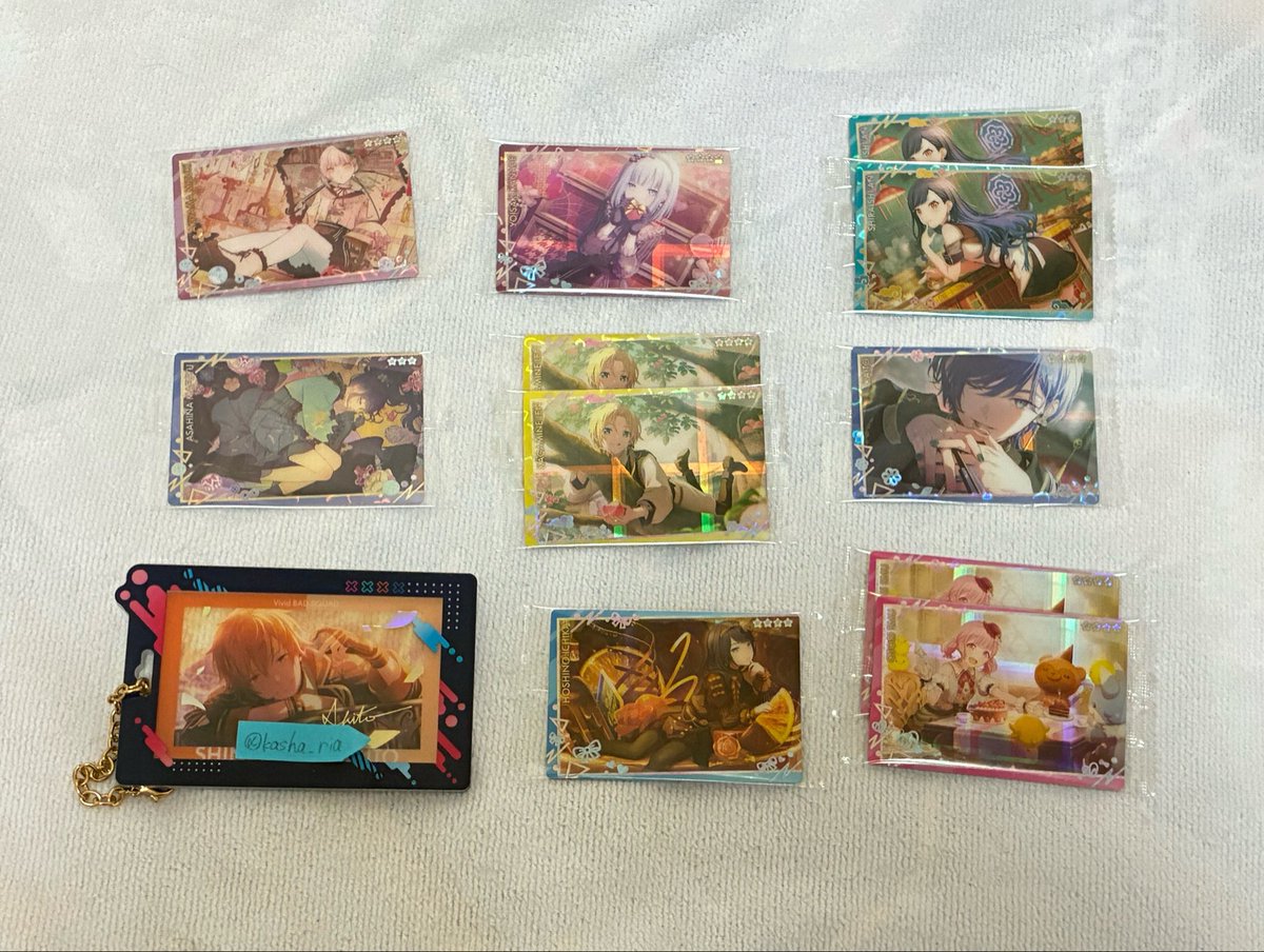 kasha_ria's tweet photo. 【交換】プロセカ　ウエハース　12

譲)画像1枚目
　　一歌 KAITO 杏 レン まふゆ 瑞希 奏 えむ(過去弾)MEIKO ルカ

求)画像2枚目 
　　彰人 冬弥>穂波 愛莉

郵送又は名古屋手渡し。
激求含めた交換のみ。
激求は複数提供可能です。
よろしくお願いいたします。 https://t.co/7MVgQ2n52L