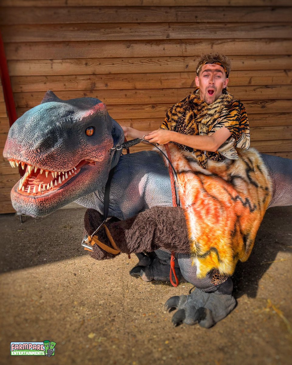 ScreamParkEnts's tweet photo. It’s Dino Time @MeadOpenFarm. Claire Grills &amp; Monty Fossil are trapped in a Time Warp with an ancient tablet, crocodiles, snakes and a smoking volcano. Plus, the Jurassic World Cup is here! T-Becks vs Raptor Russo. T-Rexham United or Raptor Rovers? Until 31st May. #FarmParkEnts https://t.co/XPosYOJ78z