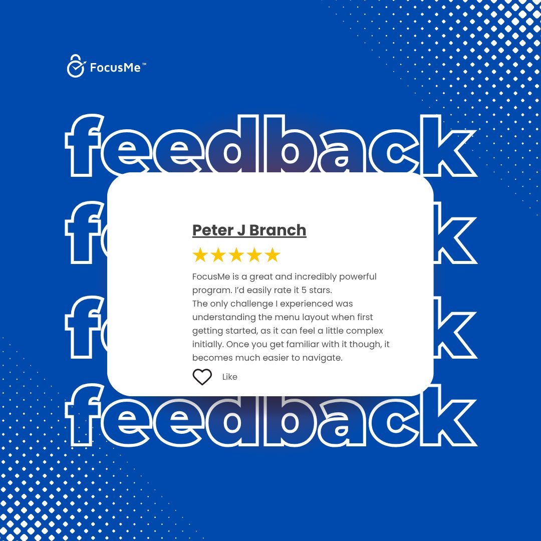 FocusMe's tweet photo. A great and incredibly powerful program. I'd easily rate it 5 stars.

The reviewer also noted a learning curve when first getting started.

Fair feedback.

Power and flexibility are great, but we're always working to make @FocusMe easier to navigate. https://t.co/GHkZSeub5h