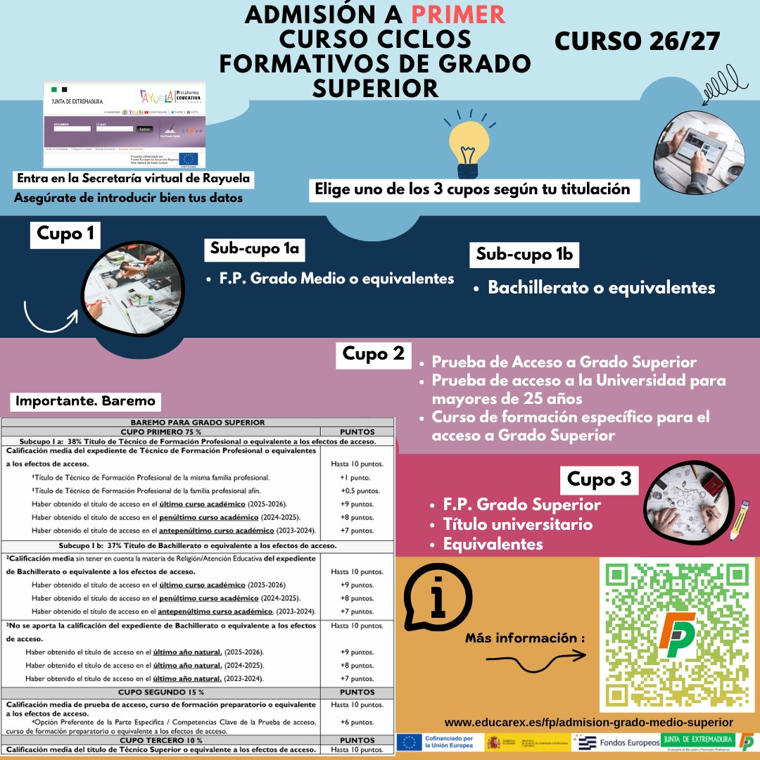 FpExtremadura's tweet photo. 📎 Consulta todos los detalles y requisitos en el siguiente enlace: https://t.co/0IZenpI97C 
✨ ¡Prepárate para un futuro lleno de oportunidades!  
#MiCaminoFP #RevolucionaTuFuturo https://t.co/NYGEfVxwls