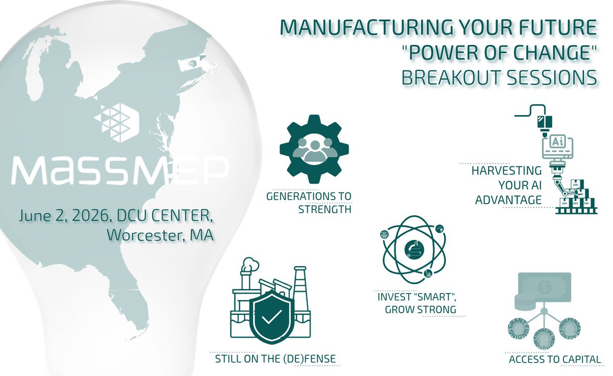 MassMEP's tweet photo. Today is the day! Manufacturing Your Future is happening NOW. We're bringing together MA manufacturers for a day of connection, learning, and forward momentum. Follow along for highlights! 

#MassMEP #MYF2026 #mepmatters #mepnationalnetwork https://t.co/n46s5Brpab
