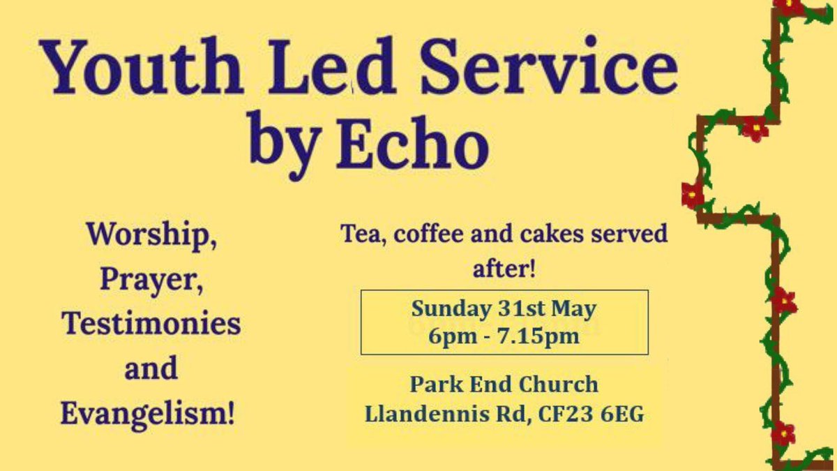 ParkEndChurch's tweet photo. Yet another busy ParkEnd Sunday coming up.
At 11am Dom will be speaking during our worship service.
At 6pm the Echo Youth Prayer Group will lead a service of worship and testimony. (In-person only.)
All welcome.
Livestream link for the morning service:
https://t.co/hEuSWs5YNG https://t.co/ei12Ieriul