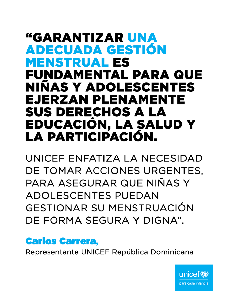 UNICEFRD's tweet photo. La falta de condiciones adecuadas para que niñas y adolescentes puedan vivir su menstruación de forma digna sigue afectando su educación, salud y participación en la nación dominicana.

Conoce desafíos que enfrentan millones de ellas: https://t.co/hAG8mlSOdu https://t.co/rvnikRpCTu