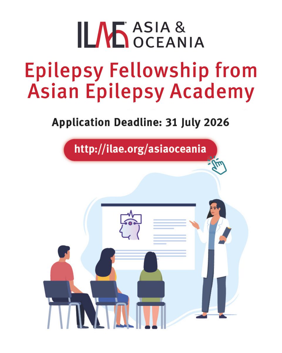IlaeWeb's tweet photo. The ILAE Asian Epilepsy Academy (ASEPA) is offering four epilepsy training fellowships of 6 -12 months duration, and three epilepsy surgery fellowships of 4 months duration.

Visit https://t.co/zvzwc2HOf6 to see the application requirements. The deadline to submit is 31 July. https://t.co/diEDgq4E8d
