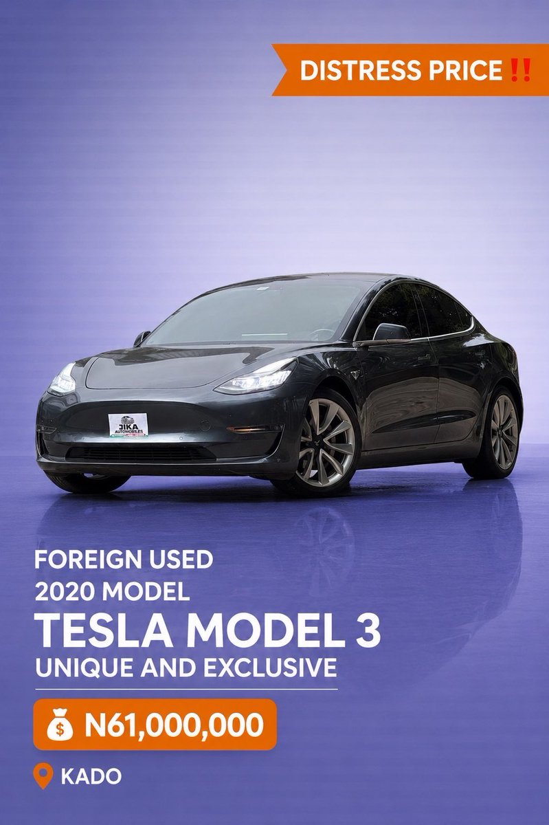 AutoByAliyu's tweet photo. TESLA MODEL 3 2020
FOREIGN USED
UNIQUE &amp; EXCLUSIVE
FULLY ELECTRIC
SUPER CLEAN INTERIOR

🏷️ ₦61M NET
KADO ABUJA

Autos by Aliyu https://t.co/VhEy20Odd5