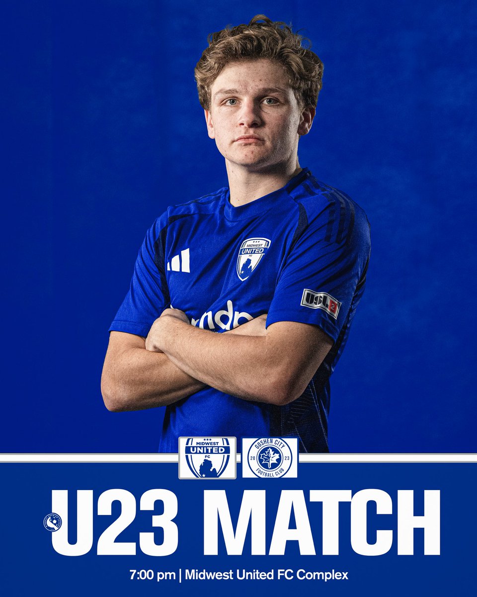 mufcusl's tweet photo. Friday funday⚽️ Be sure to check out this evening’s @midwestpl home match!

🆚 Goshen City
⏰ 7pm kickoff
📍Midwest United FC Complex
📺 Hudl Fan

#WeAreUnited https://t.co/w0xadrxAtr