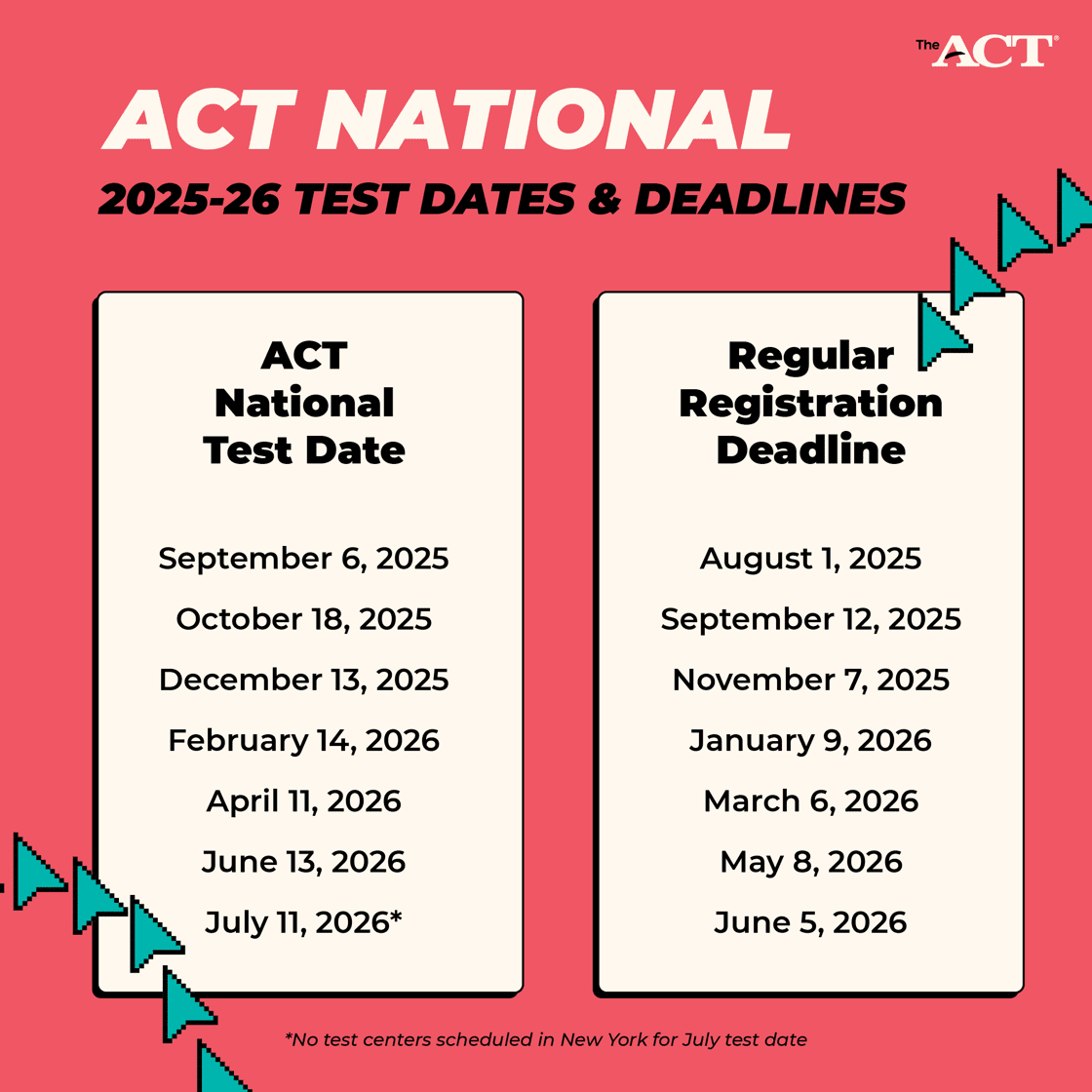 SCWS1's tweet photo. Students, it is time to sign up for the ACT! 📅 Test dates are coming up fast! Make sure you’re registered. Sign up here: https://t.co/HbUoN48pyB https://t.co/Gjqprawi43