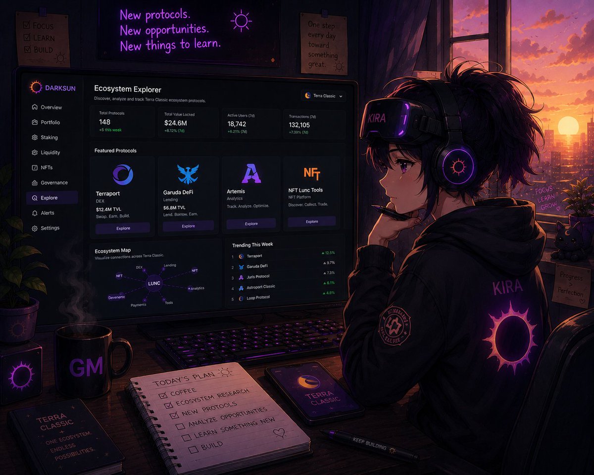 DarksunFinance's tweet photo. Gm ☀️

Kira’s Morning Routine #3

Today starts with ecosystem research.

New protocols.
New opportunities.
New things to learn.

#TerraClassic #LUNC https://t.co/GBDlJ2hqOl