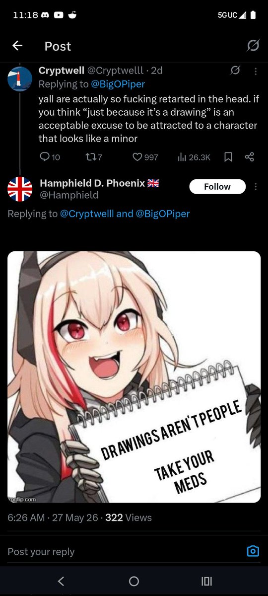 VinLewd's tweet photo. It's funny how lolifags will say shit like this without seeing the irony it in when they're the only ones that call anime characters real children, not a single "anti" has said that anime kids are real breathing human beings, lolicons do however. Constantly https://t.co/ljYSPq6ltM