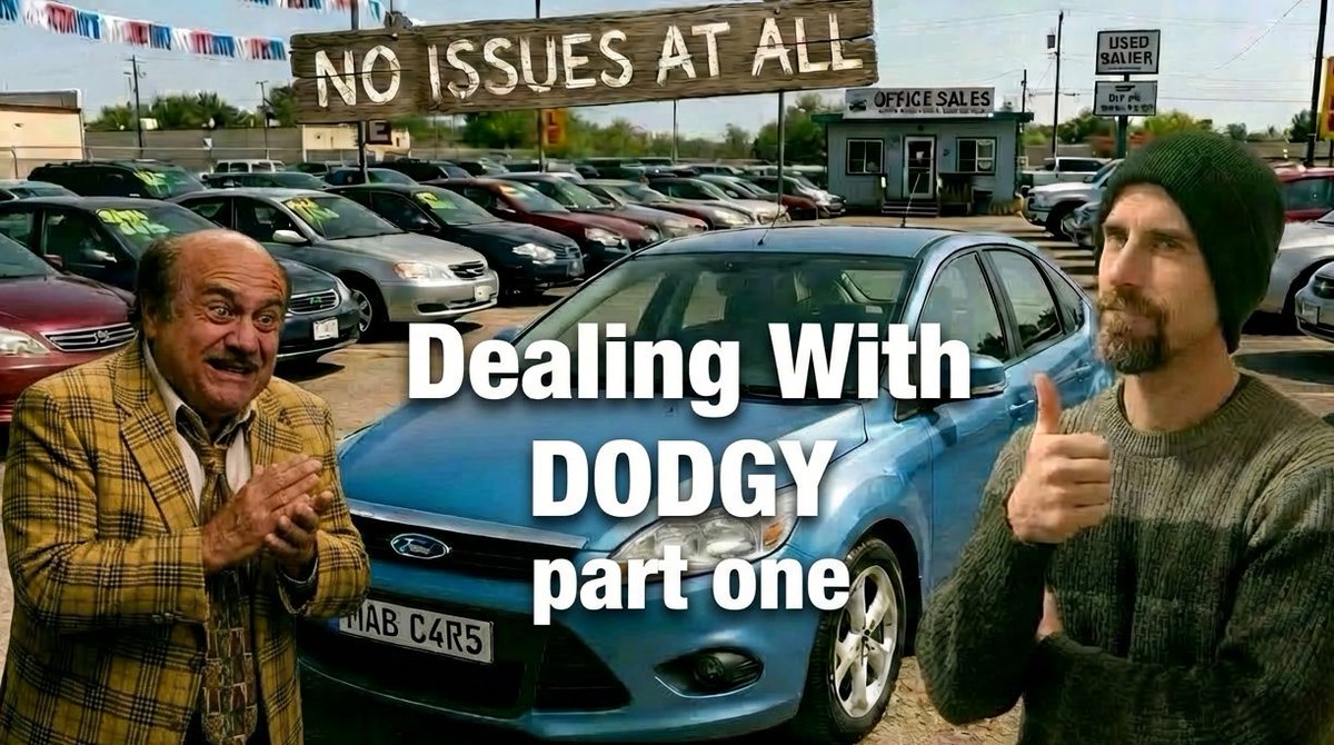 JArebent's tweet photo. 🚗 “ABSOLUTELY NO ISSUES AT ALL”… that’s what he said! 🤥
 
Bought a “perfect” car from so-called “expert dealer”. Turns out it leaks steering fluid faster than I can pour it, and now he’s denying EVERYTHING.
 
Part 1 Tomorrow 6pm
 @NorfolkinStories = YouTube 
#DodgyDealer https://t.co/fNf6SvFokU