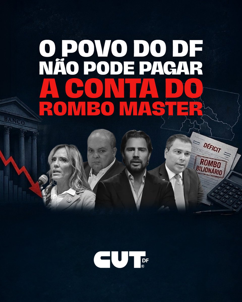 cut_df's tweet photo. 🗣️ O povo do DF não pode pagar a conta do rombo do Banco Master.

⚠️ Após audiências no STF sobre a crise do BRB, acordo prevê operação de até R$ 6,5 bilhões junto ao FGC para recompor o capital do banco.

❓A pergunta: quem vai pagar essa conta?
🔗 https://t.co/yuRxmbVekn https://t.co/qVZXuXHe0S