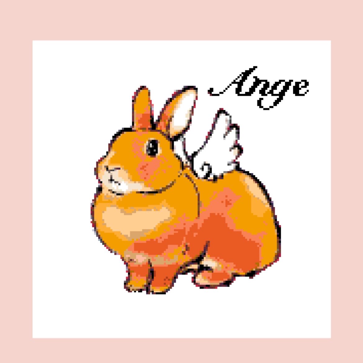 Ange180529's tweet photo. 大賀一五（ @taiga15 ）さんに描いていただいたアンちゃんをハートピアの中の我が家に飾りたくてドット絵で召喚してみた🐇

制作期間約4日間、ひたすら1マスずつポチポチポチポチ…🐰

#ハートピア
#ハートピアスローライフ https://t.co/WMGNIODvIt