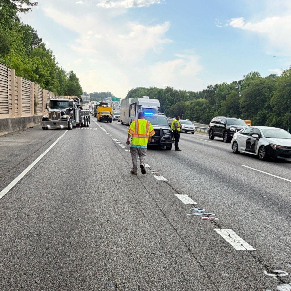 TIMETaskForce's tweet photo. A few seconds can save a life. When you see emergency vehicles, HERO or CHAMP units, tow trucks, or first responders on the shoulder, slow down and move over when possible. Help keep everyone safe on Georgia’s roadways.  

#SlowDownMoveOver #MoveOverLaw #ResponderSafety #TIMETaskForce