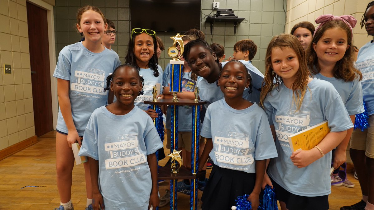 citybeautiful's tweet photo. Wadeview students are kicking off summer as reading champions! Students earned the Mayor Buddy’s Book Club Summer Reading Challenge trophy for highest participation and most quizzes passed. Congrats to the students, families and book buddies who made reading a priority this year! https://t.co/u6ct3AikDx