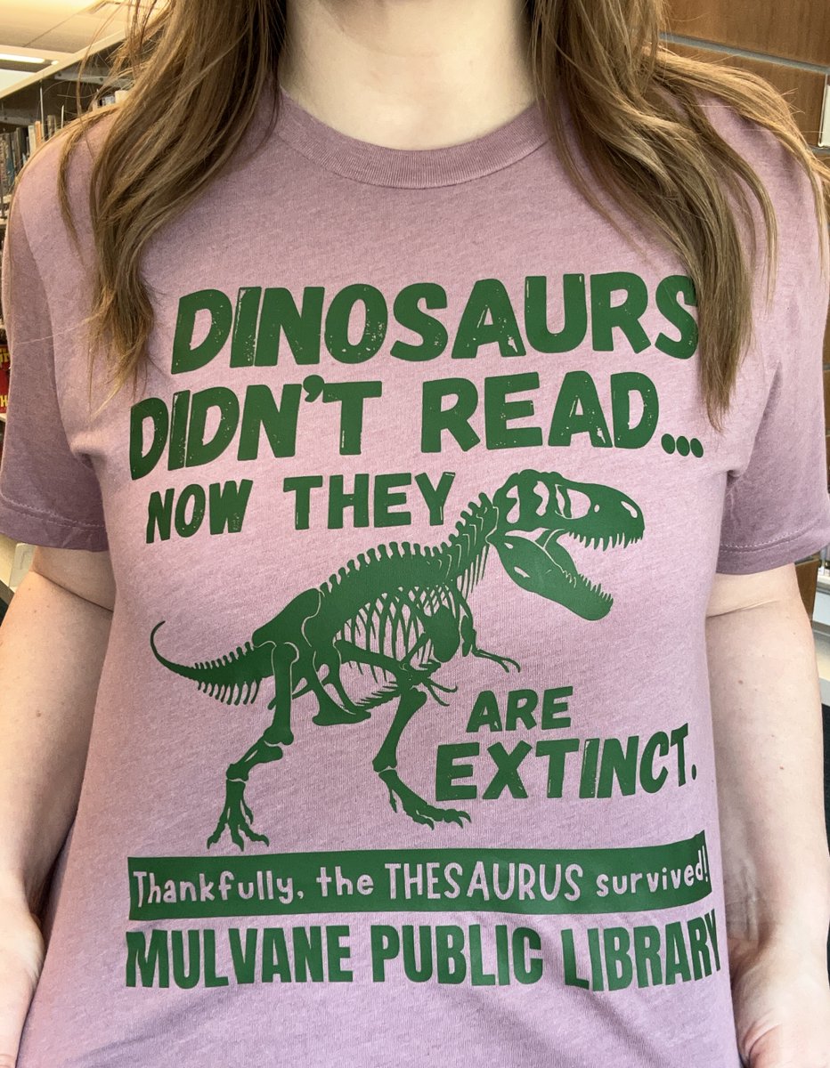 MulvaneLib's tweet photo. Hey patrons! Tomorrow, May 30th, is the LAST day to order our Summer Reading T-shirts! Thank you to everyone who has ordered so far! 🦖
Youth ($16) sizes 2T-YL, Adult ($25) S-4X available. T-shirts ordered now will arrive mid June.
Call 316-777-1211 to order! https://t.co/pAUAGNNXBY