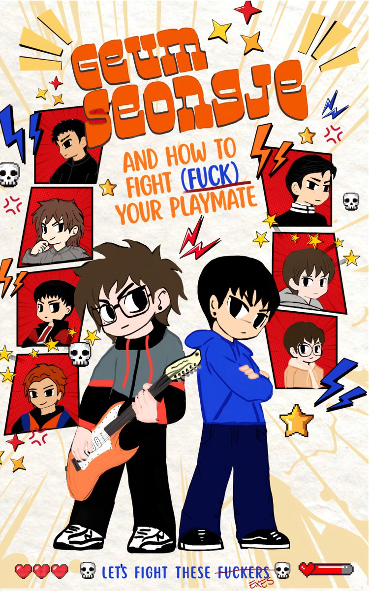 dreamthiefx's tweet photo. I'M BACK

unfortunately, i spent my time away thinking about #seongtak. so here's seongje as scott pilgrim and hyuntak as ramona bc apparently i have no control over my own brain /big sigh

7 (evil) exes. 1 playmate. 

GEUM SEONGJE AND HOW TO FIGHT (fuck) your playmate. https://t.co/iGHcaLK853