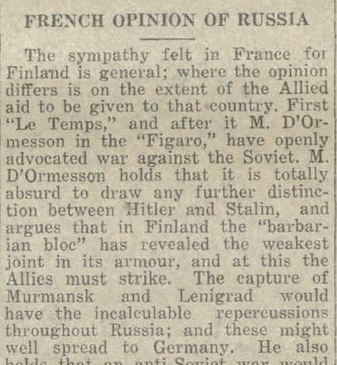 JensWalterEU's tweet photo. OTD Hitler-Stalin-Pact
"M. D'Ormesson holds that it is totally absurd to draw any further distinction between Hitler and Stalin, and argues that in Finland the 'barbarian bloc' has revealed the weakest joint in its armor."
May 29, 1940 The Northam Advertiser, AUS https://t.co/8n4D13LyX6