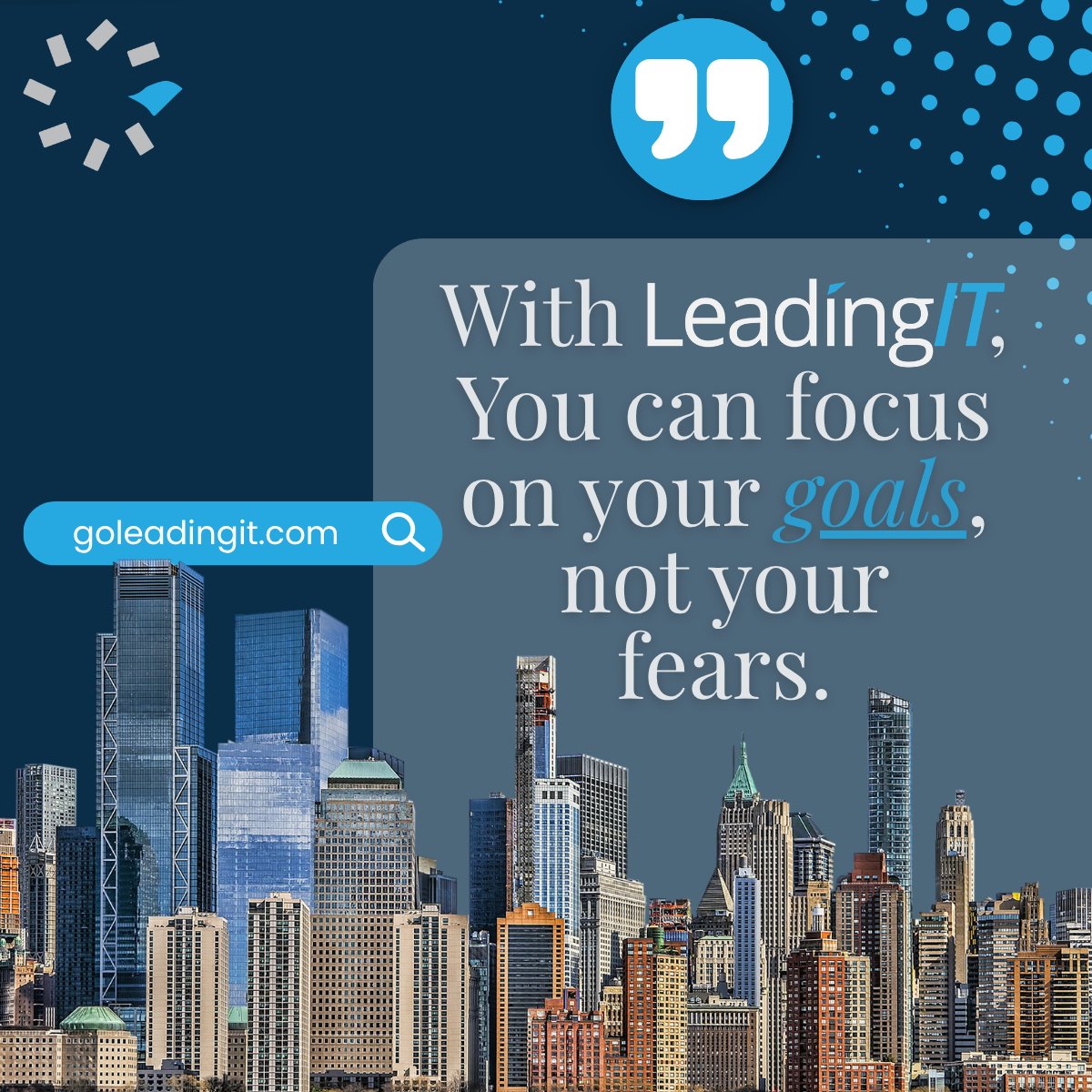 GoLeadingIT's tweet photo. You didn't start your business to spend your days worried about IT problems.

With the right partner, you don't have to.

https://t.co/Oq6P7vxc9Y

#leadingit #chicagobusiness #managedit #smallbiztech https://t.co/92wVvRvsfy