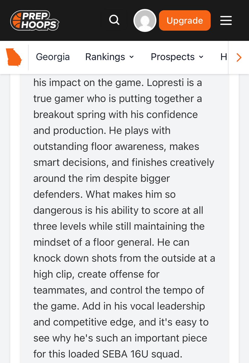 SEBARoundball's tweet photo. 2028 PG Dominic LoPresti (@DomLoPresti1) had an excellent Spring season . The 5’ 11” Floor General helped lead the SEBA Warriors to 15-5 record in April/May while averaging an impressive 13 PPG & 8.8 Assists per Game. 

Below is recent analysis from @PrepHoopsGA highlighting his play. 

@KyleSandy355 @davis_mccarn @BTS_Report @OntheRadarHoops @CoachHemi @RYZEHoops @Coach_Rick57 @colbylewis20