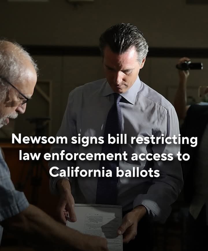 Mr_Pool0's tweet photo. BREAKING: Gov. Gavin Newsom signed legislation aimed at tightening California's election security rules ahead of the June 2 statewide primary.

Senate Bill 73 takes effect immediately. It limits law enforcement's access to ballots, voter lists, rosters, or certified voting technology without a court order, except in cases of urgent public health or safety.

The bill comes after Riverside County Sheriff Chad Bianco, also a Republican candidate for governor, seized more than 650,000 ballots from last fall's Proposition 50 Special Election before the investigation was later halted amid legal challenges.