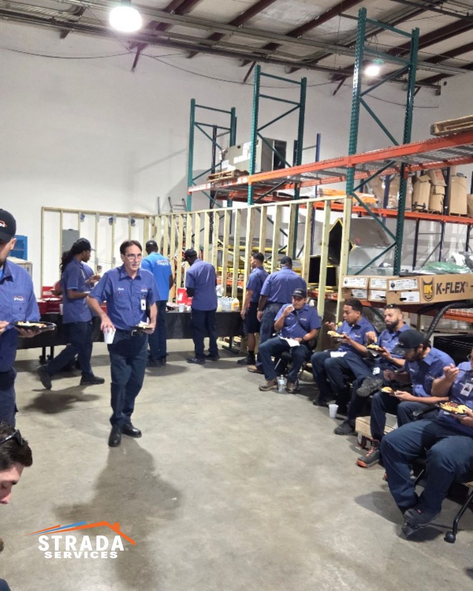 stradaservices's tweet photo. We gathered our Orlando techs for a Tech Breakfast to kick off the summer season! It was great connecting, sharing a meal, and getting everyone fired up for the busy months ahead. Grateful for a team that shows up every day. Let's get after it!  #StradaServices #TeamStrada #HVAC https://t.co/RY8bVSBuq3