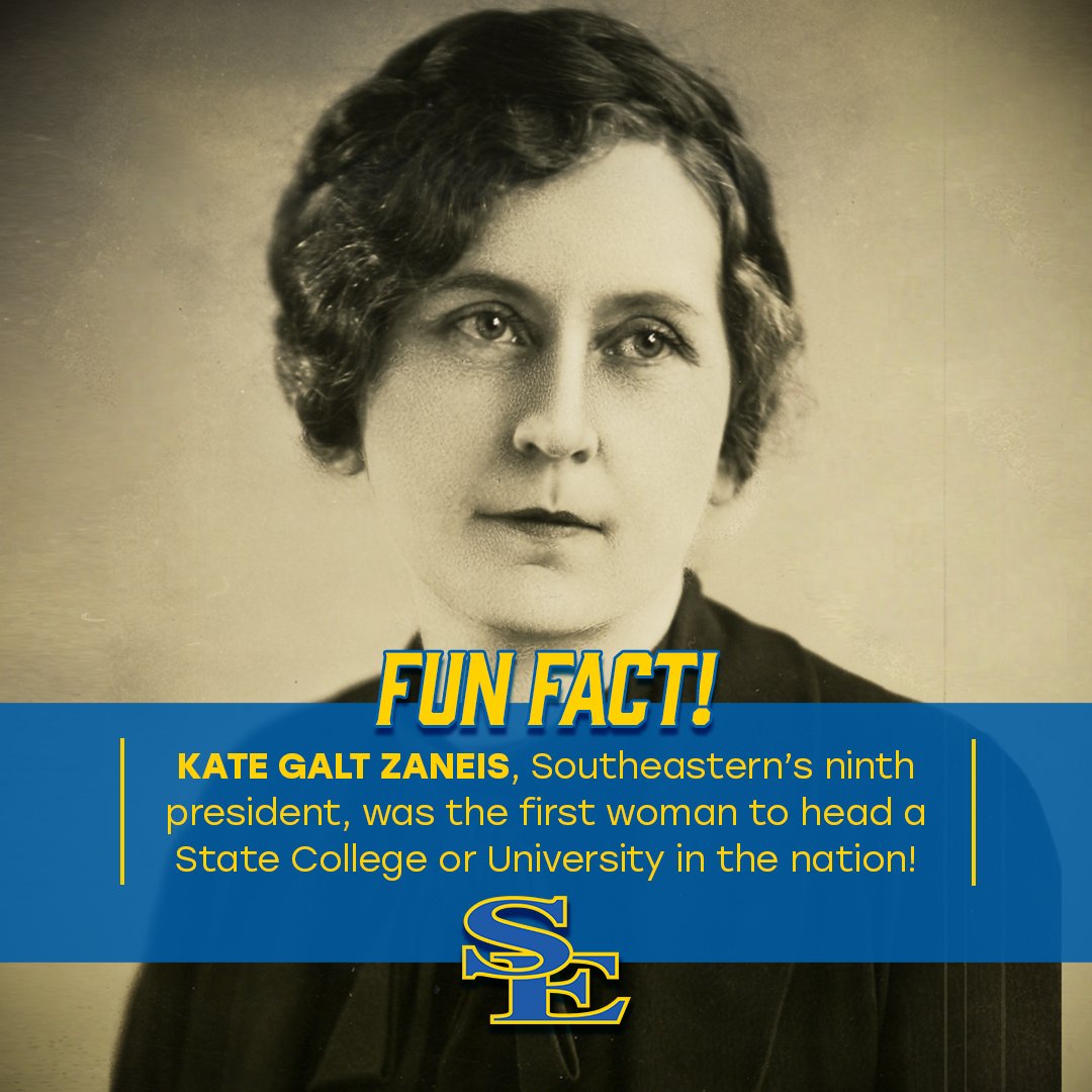 ExploreSE's tweet photo. Kate Galt Zaneis, Ardmore educator and Southeastern president (1935), boosted enrollment 30% and hosted Eleanor Roosevelt on campus. She was inducted into the Oklahoma Hall of Fame in 2022. #SEFunFact | #OklahomaHistory | #TexomasUniversity | #WomensHistory https://t.co/0tubLGmHqH