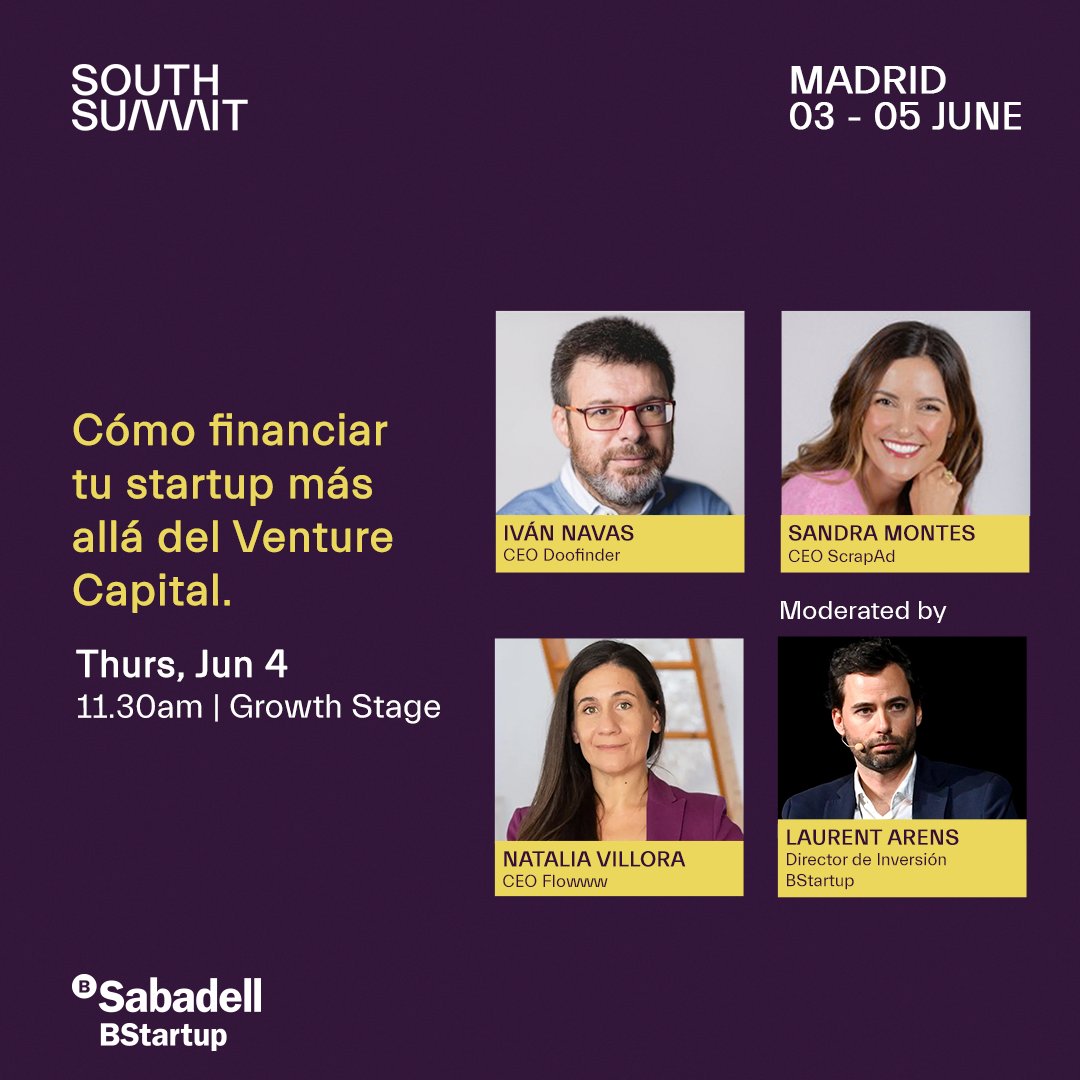 BStartup's tweet photo. Del 3 al 5 de junio, @BStartup @BancoSabadell estaremos, un año más, presentes como #MainSponsor en #SouthSummit26 con una agenda de contenidos propia, nuestro stand con el mejor asesoramiento financiero y acompañados de algunas de las startups de nuestro portfolio. https://t.co/WnOu5VU5bJ