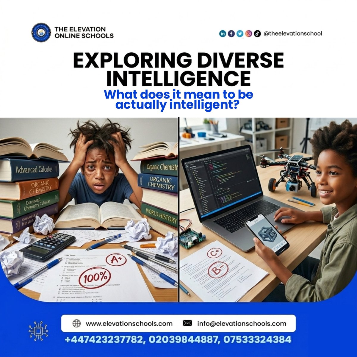 Elevationsch's tweet photo. School quietly convinces many students that grades are the full measure of intelligence. It is time to rethink this. 🧵 https://t.co/7vtPMUVbKw