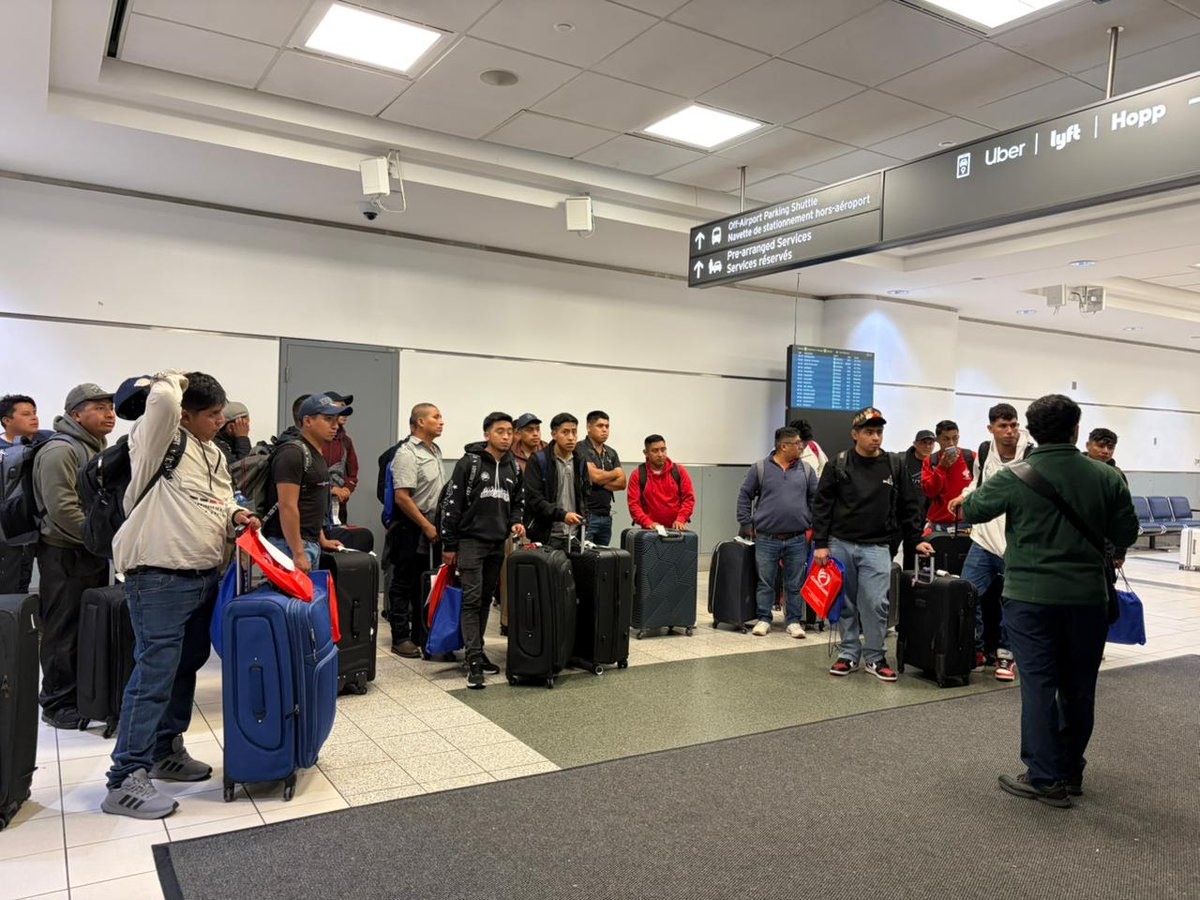 ConsGtToronto's tweet photo. @ElConGtToronto acompañó el recibimiento de un grupo de connacionales trabajadores temporales en el aeropuerto para brindarles información sobre asistencia y protección en materia laboral. Este recibimiento se logró gracias al apoyo de @polycultural  y la coordinación de @CanAg https://t.co/1JyhWkrz0f