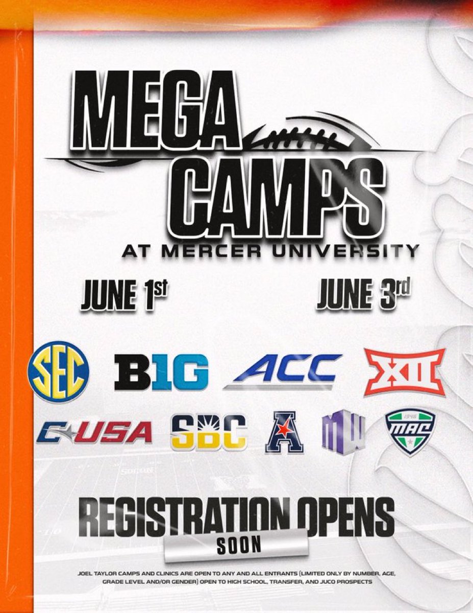XavierSanchez52's tweet photo. NEXT STOP: Mega Camp @ Mercer University — June 1st 🏈
Ready to compete, learn, and make every rep count. Looking forward to connecting with coaches and putting in work.
@MercerFootball 
@lawmakerbo 
@PlantCityFB 
@Coachwbbaker 
@PrepRedzone 
@H2_Recruiting 
@sixstarfootball https://t.co/3kwTuV1q8i